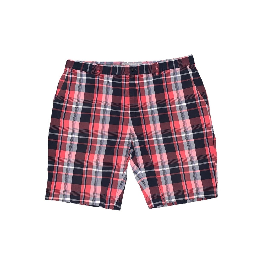 MICHAEL KORS Red/Blue Plaid Flat Front Chino Shorts Men's Size 38 Preppy Casual